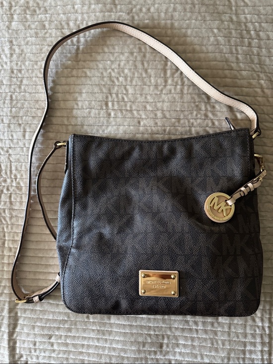 Michael Kors Handbags - Michael Kors Jet Set Brown MK Signature Coated Canvas Crossbody Messenger Bag